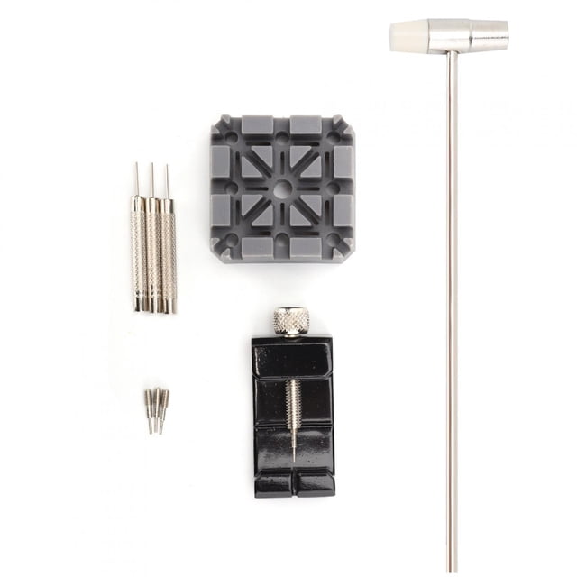 9pcs / set Watch Band Holder Watch Case Opener Punch Needle Watch Repairing Kit (Black)