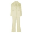 thumbnail image 4 of QATAINLAV Womens Dressy 2 Piece Outfits Business Casual Work Blazer Jackets Matching Loose Wide Leg Suit Pants Sets, Beige, S, 4 of 7