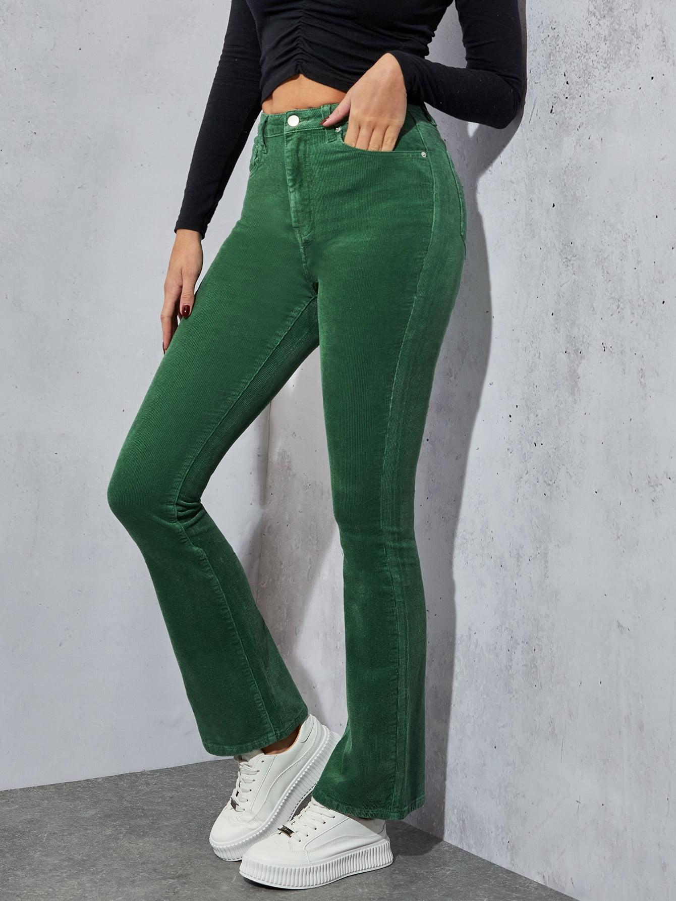High Waist Solid Corduroy Pants 2022 