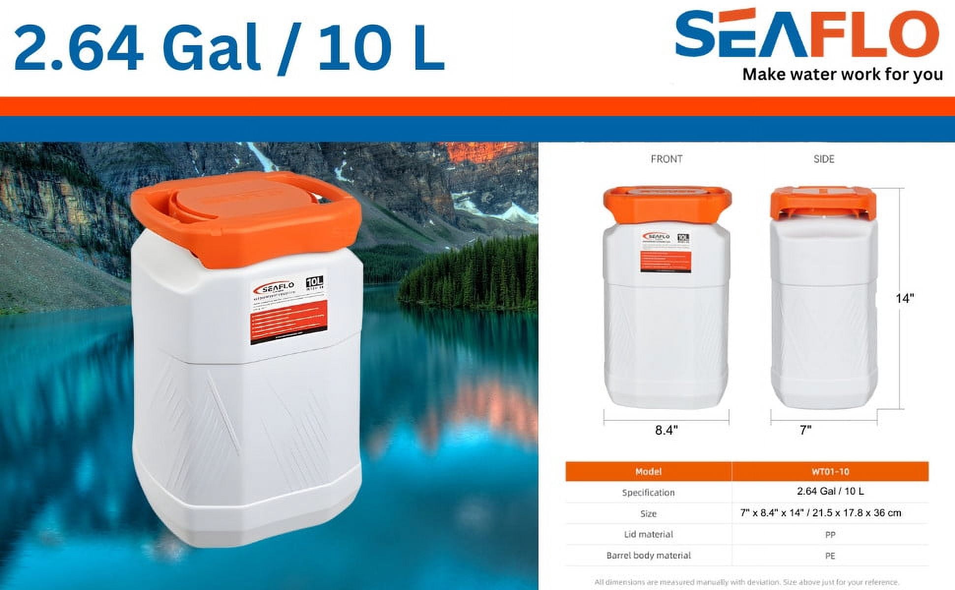 SEAFLO Waterproof Storage Can for Marine, RV, Storage, Kayak, Camping Choose Size (10L)