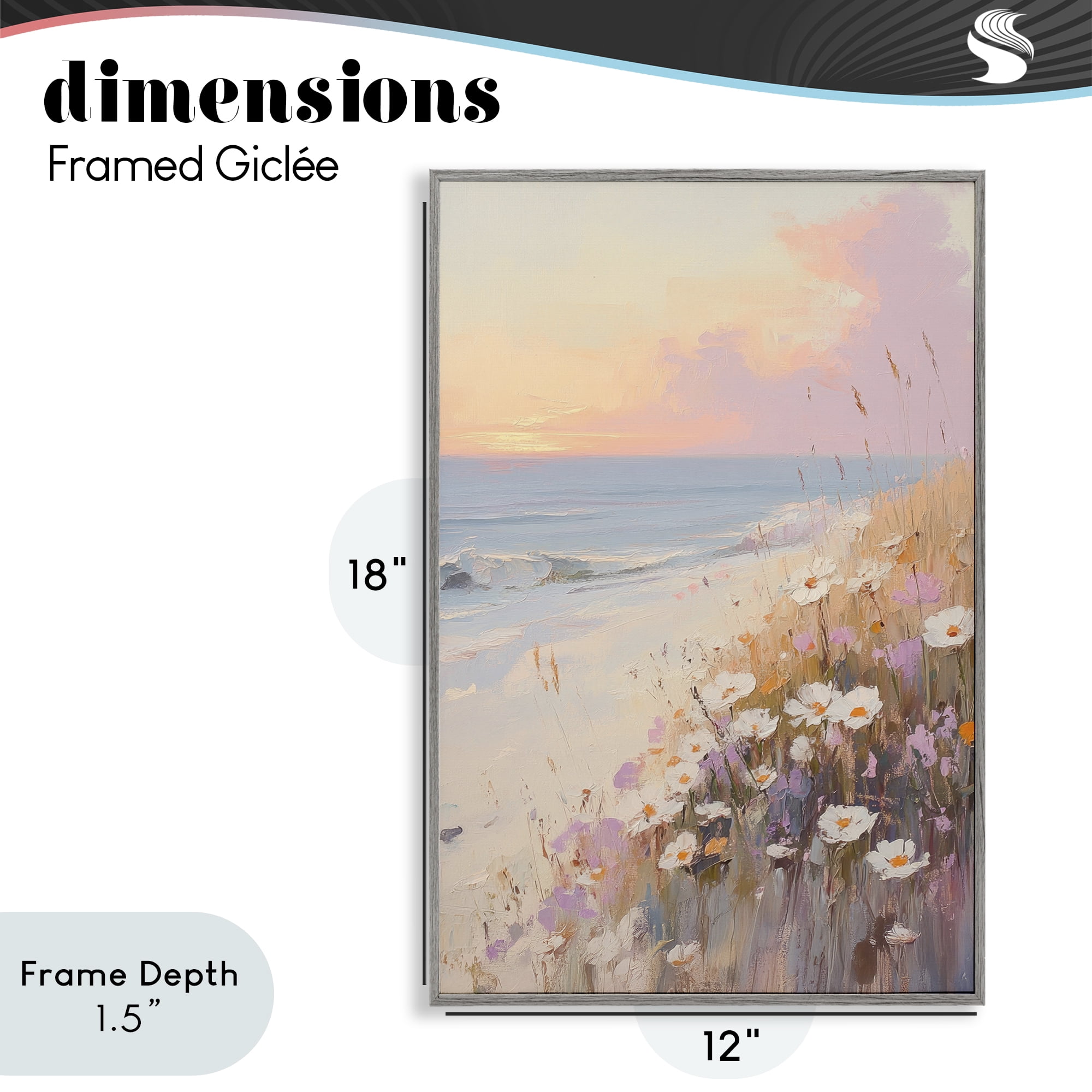 Stupell Industries Pastel Sunset Wildflowers By Sea Gray Framed Giclee Art, design by Sisi and Seb
