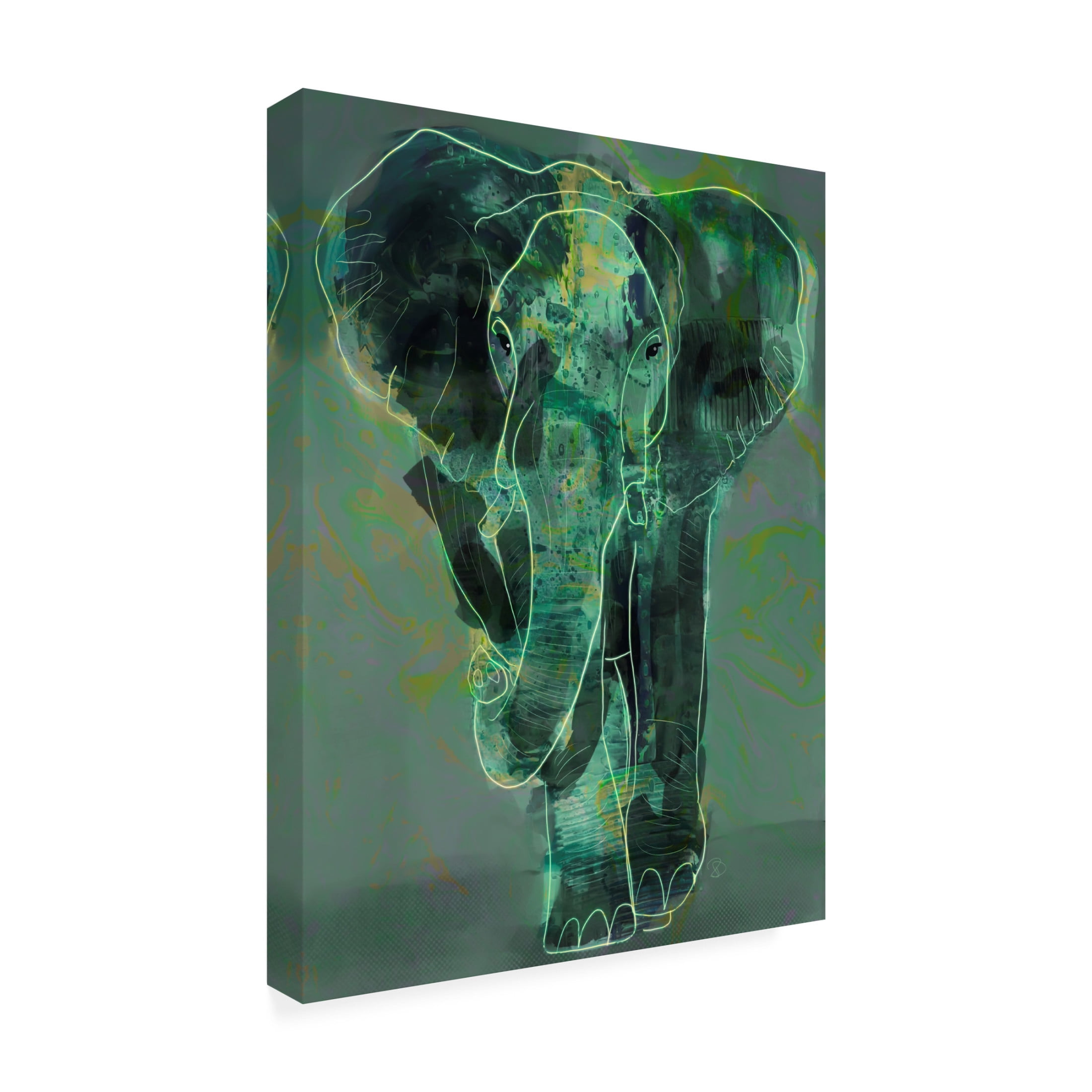 Trademark Fine Art Ruth Day Teal Elephant Canvas Wall Art