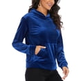 thumbnail image 6 of SHCKE Women Velour Sweatshirt Long Sleeve Hoodie Sweatshirt Warm Pullover Tops Loose Sweatshirt Velour Hoodies Sports Tops Soft Stretch Yoga Jogging Activewear Shirt, 6 of 8