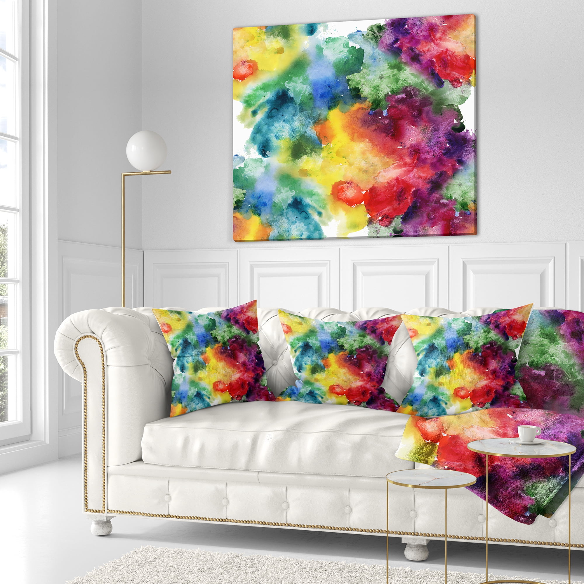 Designart Abstract Watercolor Texture - Abstract Throw Pillow - 18x18