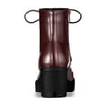 thumbnail image 3 of BLISSFUL STEP Women's Platform Chunky Heels Combat Boots Burgundy 10, 3 of 8