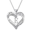 thumbnail image 2 of Collier Lettre en Forme de Cœur pour Femmes Collier Pendentif en Forme de Cœur Plaqué Argent, 2 of 9