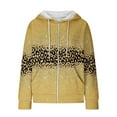 thumbnail image 4 of POTETI Womens Plus Size Hoodies Casual Long Sleeve Zipper Pullover Tops Waffle Knit Leopard Hooded Sweatshirts, 4 of 7