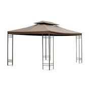 13'x 10' Gazebo Replacement Canopy 2 Tier Water-resistant Top UV Cover Pavilion Garden (Coffee)