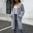 thumbnail image 2 of CheerKidz Women Solid Color Knitting Strip Long Sleeve Buttons Cardigan Sweater Coat Casual Daily Party Vacation Lightweight Soft Breathable Fashion Spring Winter Wear(Gray,L), 2 of 9