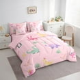 thumbnail image 4 of Manfei Cartoon Cute Dinosaur Twin Bedding Sets 7-Piece, Kawaii Monogrammed Bedding Comforter Set, Teens Boys Girls Kids Reversible Sheet Sets, Microfiber Bedroom Decor, 4 of 8