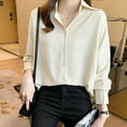 thumbnail image 7 of Womens Summer Outfits, Womens Tops, Elegant Women's Blouse Satin Silk Button Up Casual Loose-Fitting Long Sleeve Work Shirt for Effortless Style, 7 of 7