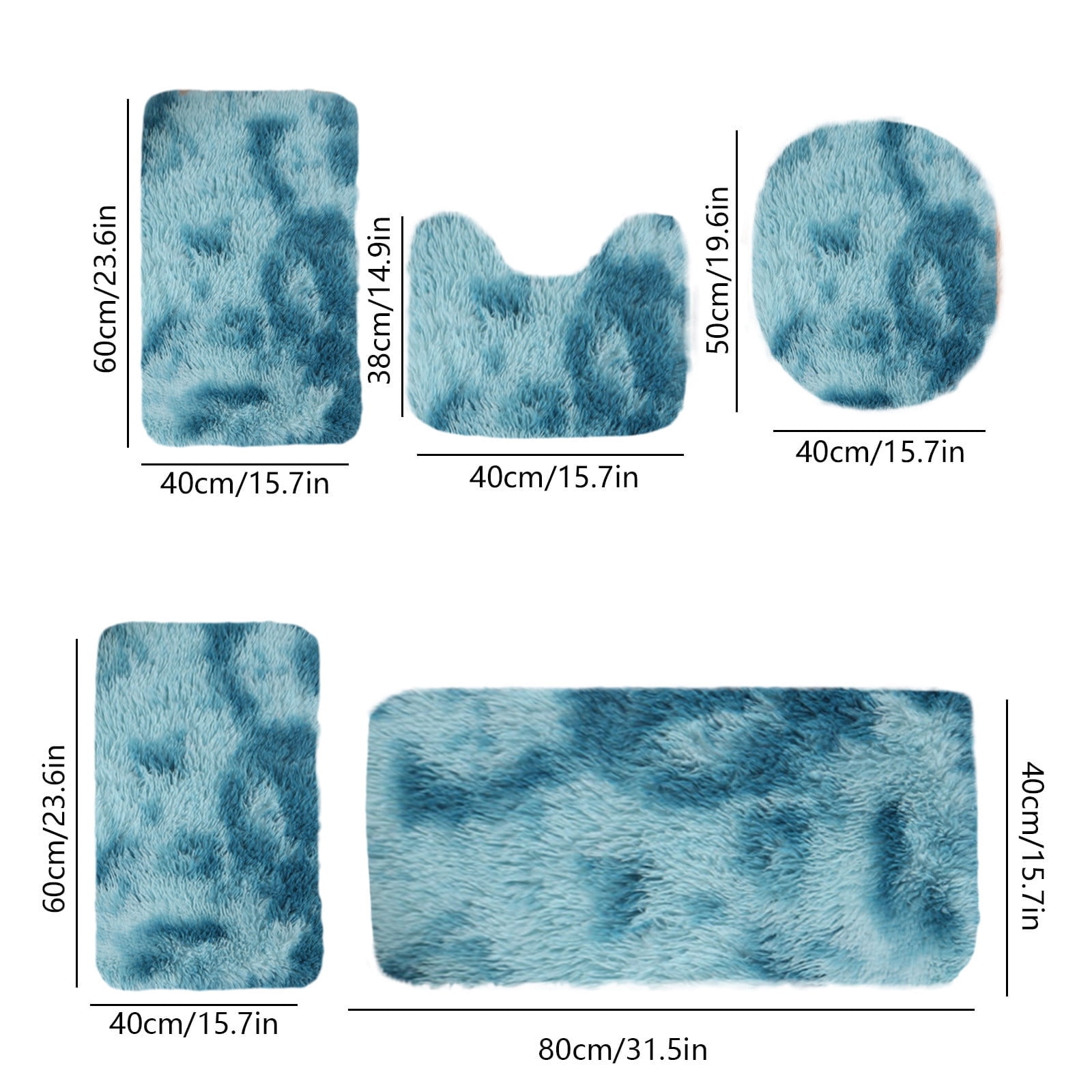 BVXEEP Bath Mat, Bathroom Rug, Mixed Colors Bath Mats 5 Set Bathroom Rugs for 5 Pcs Toilet Mats Universal Soft Comfortable Water Absorption Non-Slip Thick Machine Washable Easy Dry Dark Color