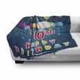 thumbnail image 3 of 100th Birthday Soft Flannel Fleece Throw Blanket, Colorful Balloons on Star Like Dots 100 Years Birthday Festivity, Cozy Plush for Indoor and Outdoor Use, 60" x 80", Blue and Dark Blue, by Ambesonne, 3 of 6