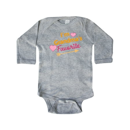 

Inktastic I m Grandma s Favorite with Arrow and Hearts in Pink Gift Baby Boy or Baby Girl Long Sleeve Bodysuit