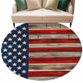 thumbnail image 2 of Vintage American Flag 8' Round Area Rug, Retro USA Flag Wooden Washable Non-Slip Large Circle Rugs for Living Room Bedroom, Soft Low Pile Rug Carpet for Dining Room Kitchen Farmhouse, 2 of 9