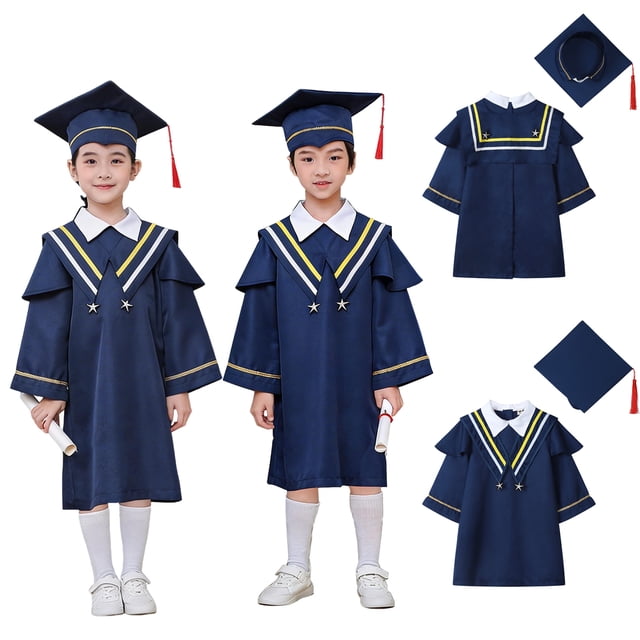 Kids Kindergarten Graduation Cap and Gown with Tassel Navy Cap and Gown Set Class Of 2026 4-5 Years