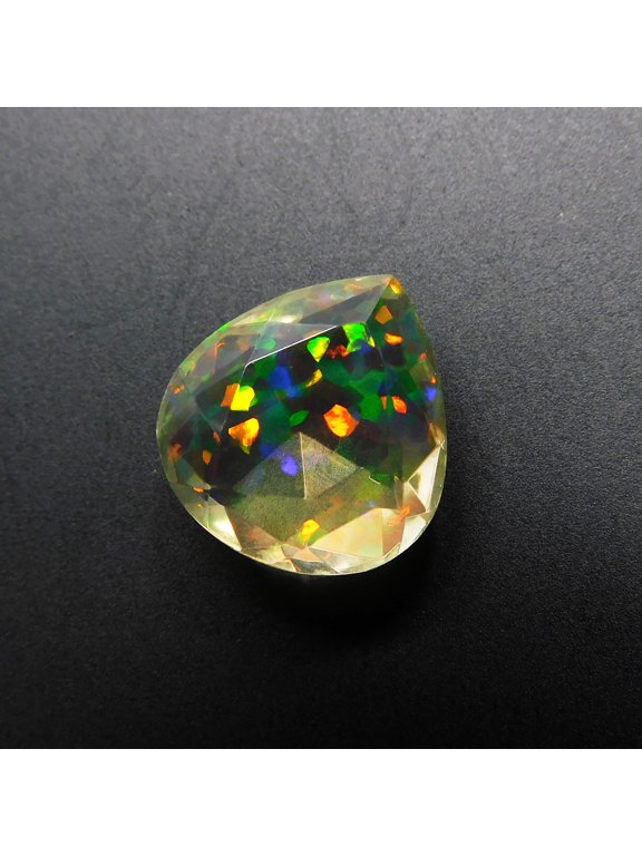 Pear Cut Lab-Created Doublet Opal Ring Size 6.05 Carat Loose Gemstone CERTIFIED