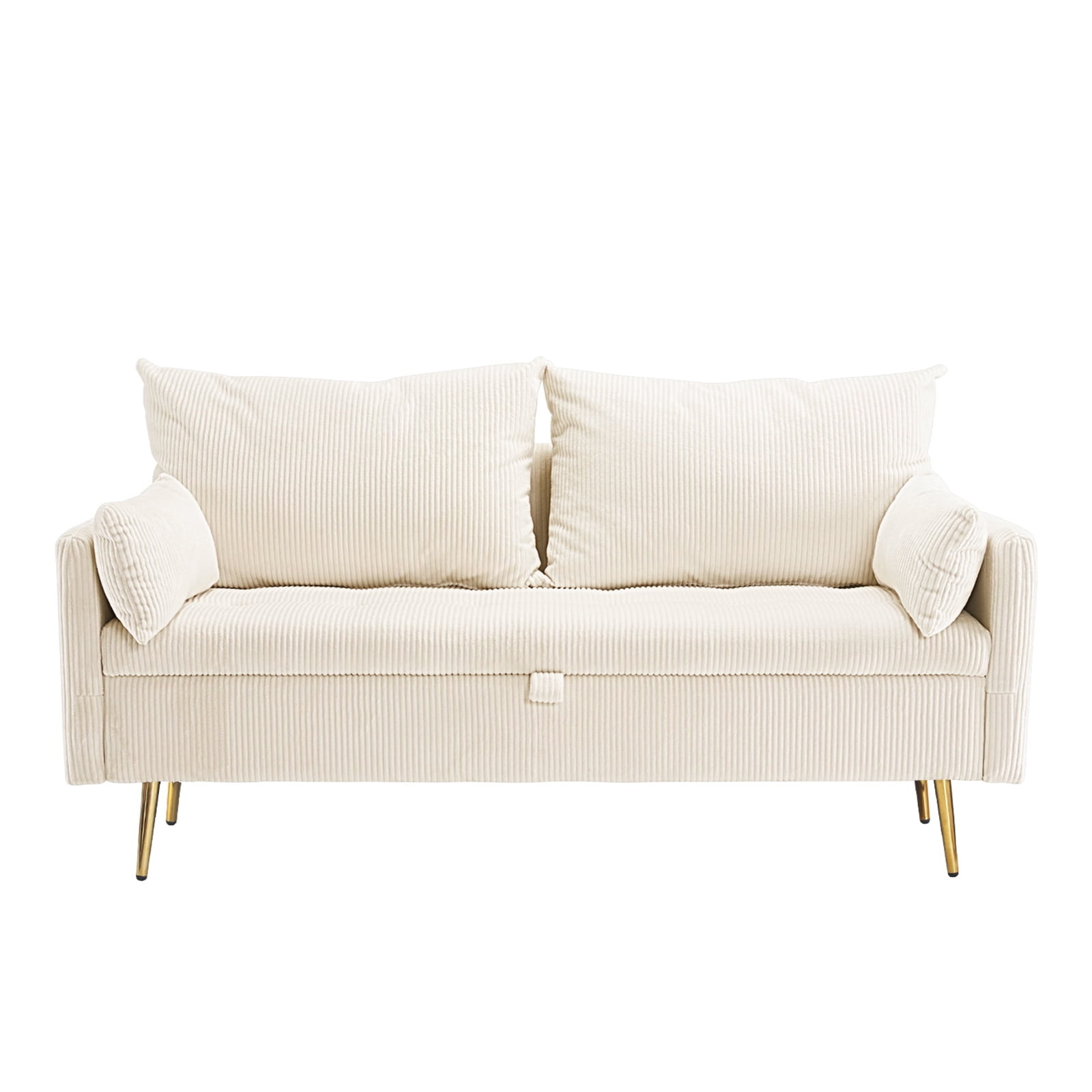 Furniliving Loveseat Sofa with Storage, Modern Upholstered Love Seat, Comfy Sofa Couch for Living Room, Bedroom, Beige