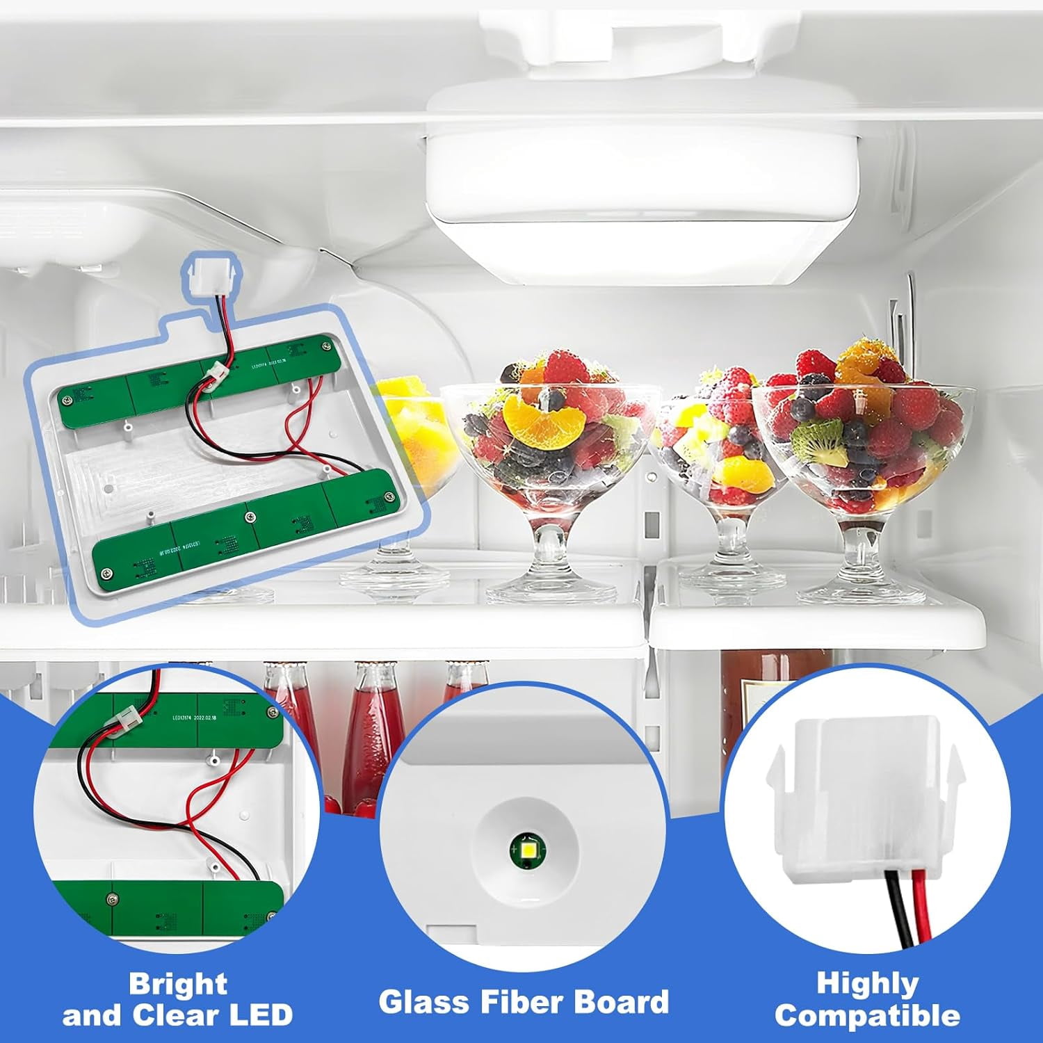 W10866538 W11043011 Refrigerator LED Light Compatible with Kenmore Maytag Amana Whirlpool Refrigerator Led Light Replacement,Replace WRX735SDHZ00 WRX735SDHZ01 WRX735SDHV00 WRF555SDFZ08 Q184G2