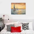 thumbnail image 4 of Creowell Coastal Framed  Wall Art: Ocean Painting Art Sail Boats Artwork Decor Sunset Seascape Picture Prints for Bedroom 20x16 in/16x12 in, 4 of 4