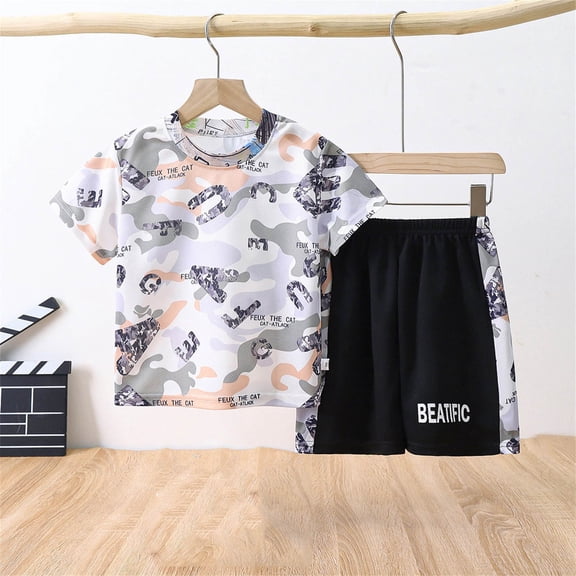 Rvasteizo Boy Outfits Print Loose Sport Set for Toddler Boys Summer