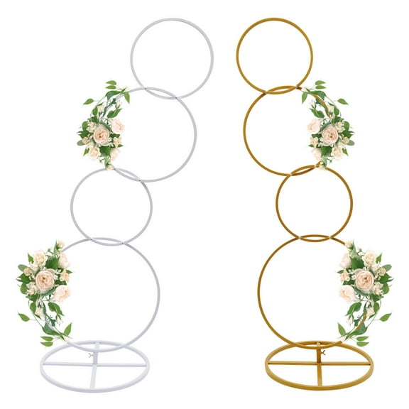 Wedding Backdrop Stand Circle Detachable Metal Flower Frame Background Gold