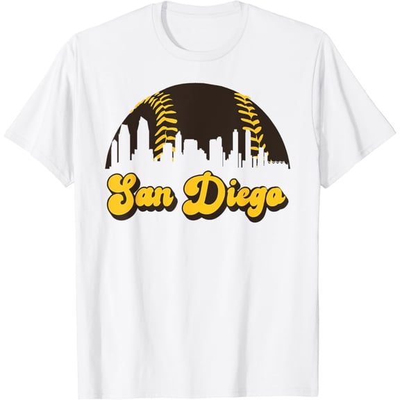 Sam Soft San Diego Baseball Vintage Skyline Cool Retro Sd Jersey T-Shirt Full Size S-5Xl