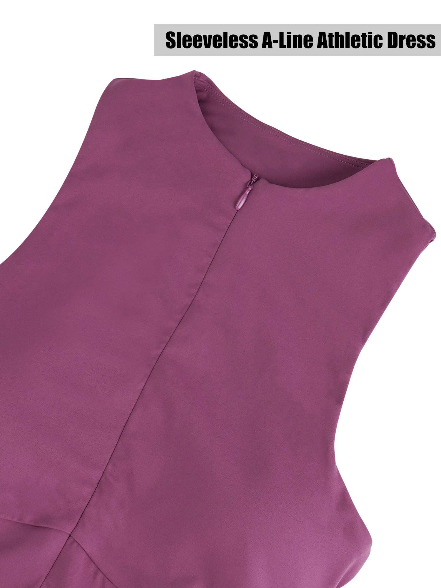 Deago Tennis Dress for Women Sleeveless Golf Dresses with Built-in Bra Shorts and Pockets Slim Fit Zip Up High Neck Golf Outfits (Purple, S)
