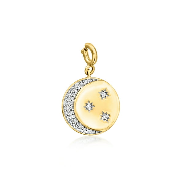 Ross-Simons 0.15 ct. t.w. Diamond Moon and Stars Charm in 18kt Gold Over Sterling, Women's, Adult