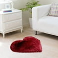 thumbnail image 2 of Guanhe Heart Shaped Rug 14x8inch, Valentine's Day Decoration Bedroom Bedside Blanket Plush Shaggy Furry Floor Rugs Living Room Sofa(Red wine), 2 of 4