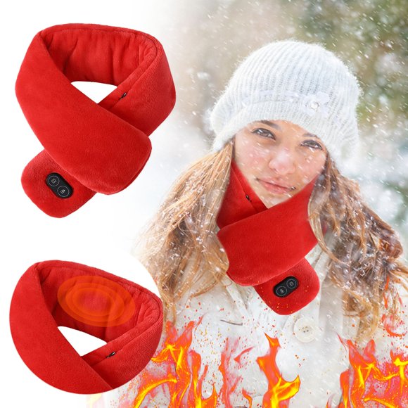 Riforla Upgraded Heated Scarf with Massage Function USB Heat Shawl Electric Warm Neck Wrap Warming Scarf with Neck Heating Pad Heating Women Scarf and Men Red