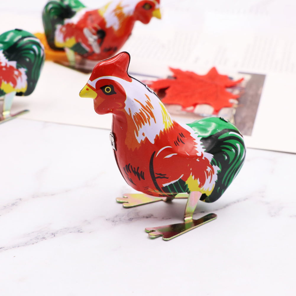 Vintage Wind Up Metal Cock Rooster Animal Clockwork Tin Toy Collectible Gift s! 