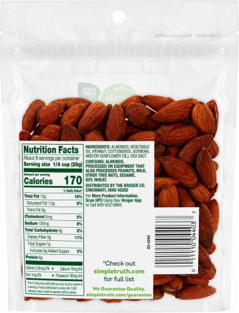 2X-Simple Truth Sea Salt Roasted Almond Nuts - 8 oz