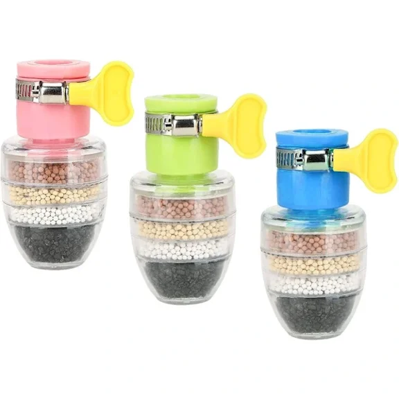 3-Pack Mini Faucet Water Filter 6 Layers Activated Carbon Water Faucet Carbon Tap Water Filter Cartridge Purifier Kitchen Water Filter Faucet