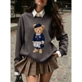 thumbnail image 3 of Women's Bear Graphic Sweatshirt Long Sleeve Pullover Top, 3 of 7