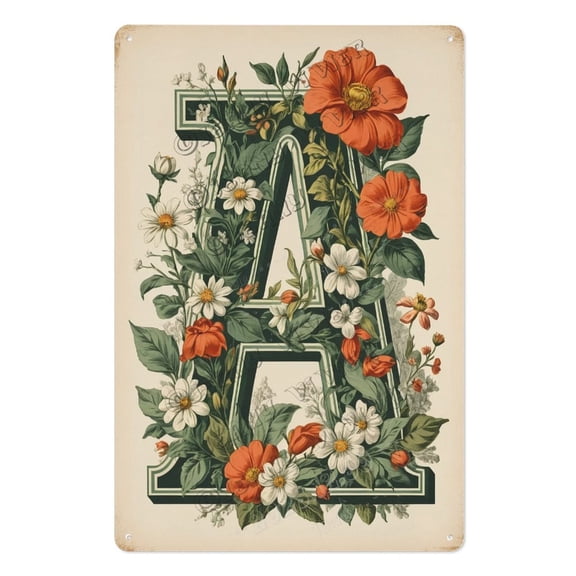 Personalized Flower Letter 'A' Wall Art – Elegant & Creative Initial Sign for Home, Nursery, & Living Room, Perfect Birthday & Housewarming Gift 8x12 inch