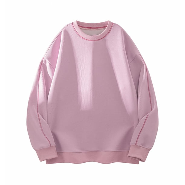 pstuiky Camisas casuales de manga larga para hombre, Suéter deportivo informal de manga larga con cuello redondo y color liso para hombre salir tops m