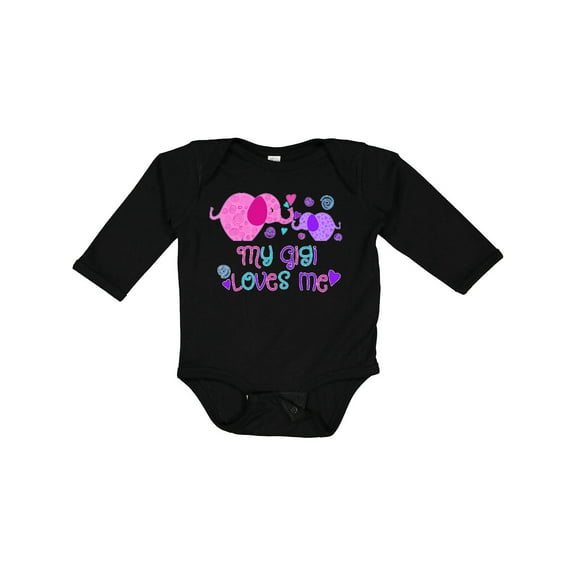 Inktastic My Gigi Loves Me Cute Elephants Boys or Girls Long Sleeve Baby Bodysuit