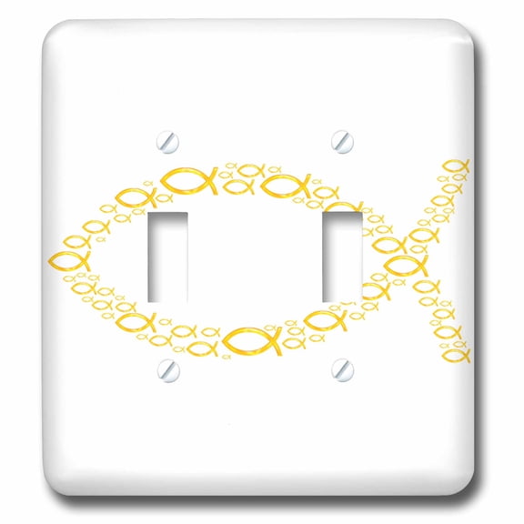 3dRose, Christian Fish Symbol (unique pattern - gold), double toggle switch