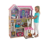KidKraft Wooden Sweet & Pretty Dollhouse with Elevator and 15-Piece Accessories, for 12-Inch Dolls, Large 3-Story House