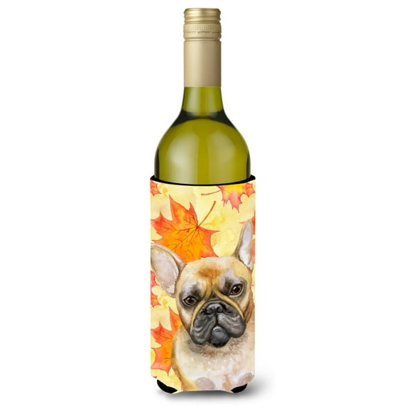Carolines Treasures BB9949LITERK French Bulldog Fall Wine Bottle Beverge Insulator Hugger  Wine Bottle multicolor