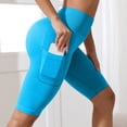thumbnail image 2 of ManxiVoo Womens Textured High Waist Yoga Shorts with Side Pockets Tummy Control Booty Lifting Fitness XXL Size Sky Blue, 2 of 7