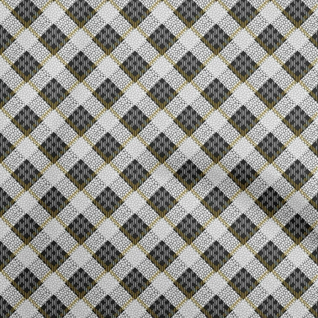 oneOone Polyester Spandex Dark Mustard Fabric Check with Texture Sewing Craft Projects Fabric Prints by Yard 56 Inch Wide