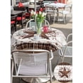 thumbnail image 5 of Outdoor Tablecloth with Umbrella Hole for Patio/Picnic/Party/Camping, Texas Star Vintage Waterproof Table Cloth Round Cover Washable, Red Berry Retro Art Brown White Wooden (Dia 60"), 5 of 8