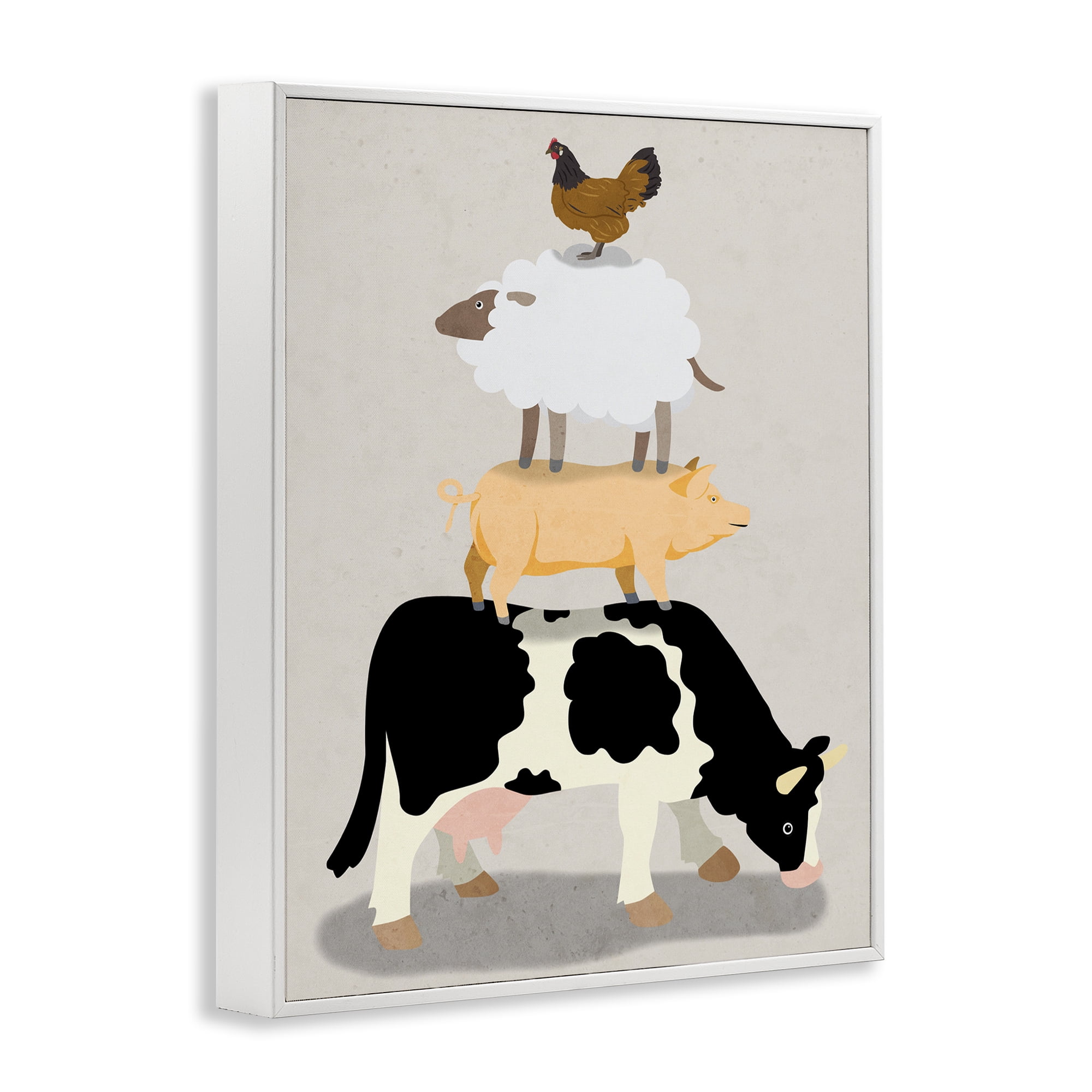 Stupell Industries Farm Stack over Beige White Framed Giclee Art, design by Marcus Prime