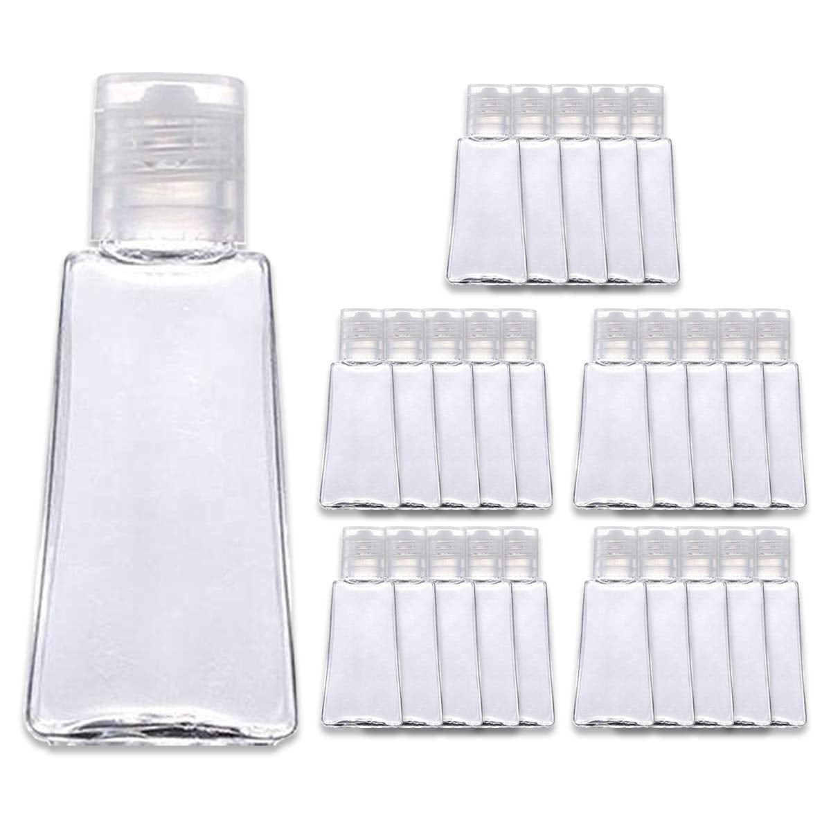 WFPLUS 30Pcs 2 oz Clear Plastic Empty Bottles and 5Pcs Funnels Small Travel  Containers Travel Bottles
