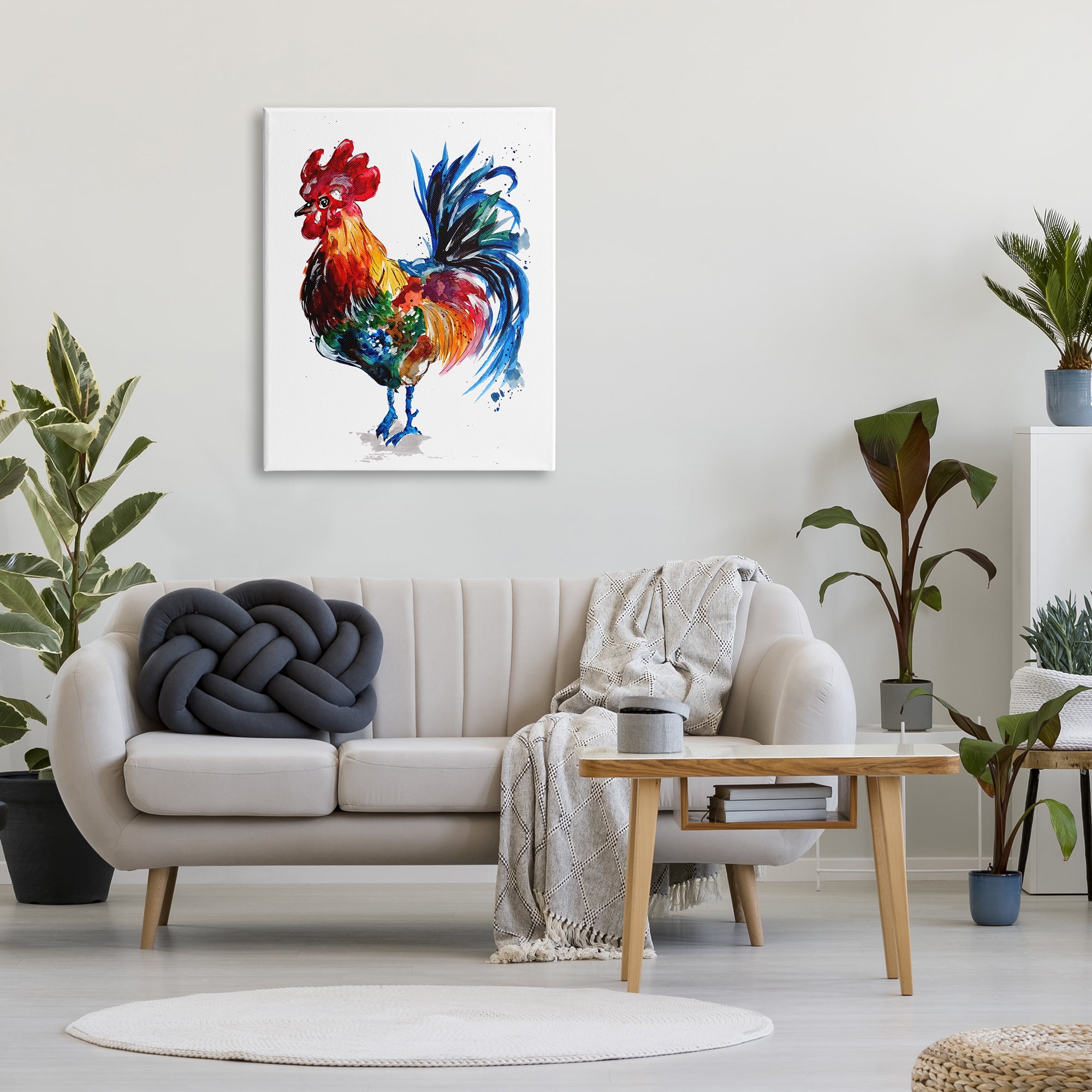 Stupell Industries Rooster with Modern Splash Animals & Insects Painting Gallery Wrapped Canvas Print Wall Art, 30 x 40