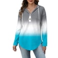 thumbnail image 6 of Sexlip Womens Color Block Sweatshirt Zip Long Sleeve V Neck Drawstring Hoodies Casual Fall Comfort Pocket Pullover Tops Blue XL, 6 of 7