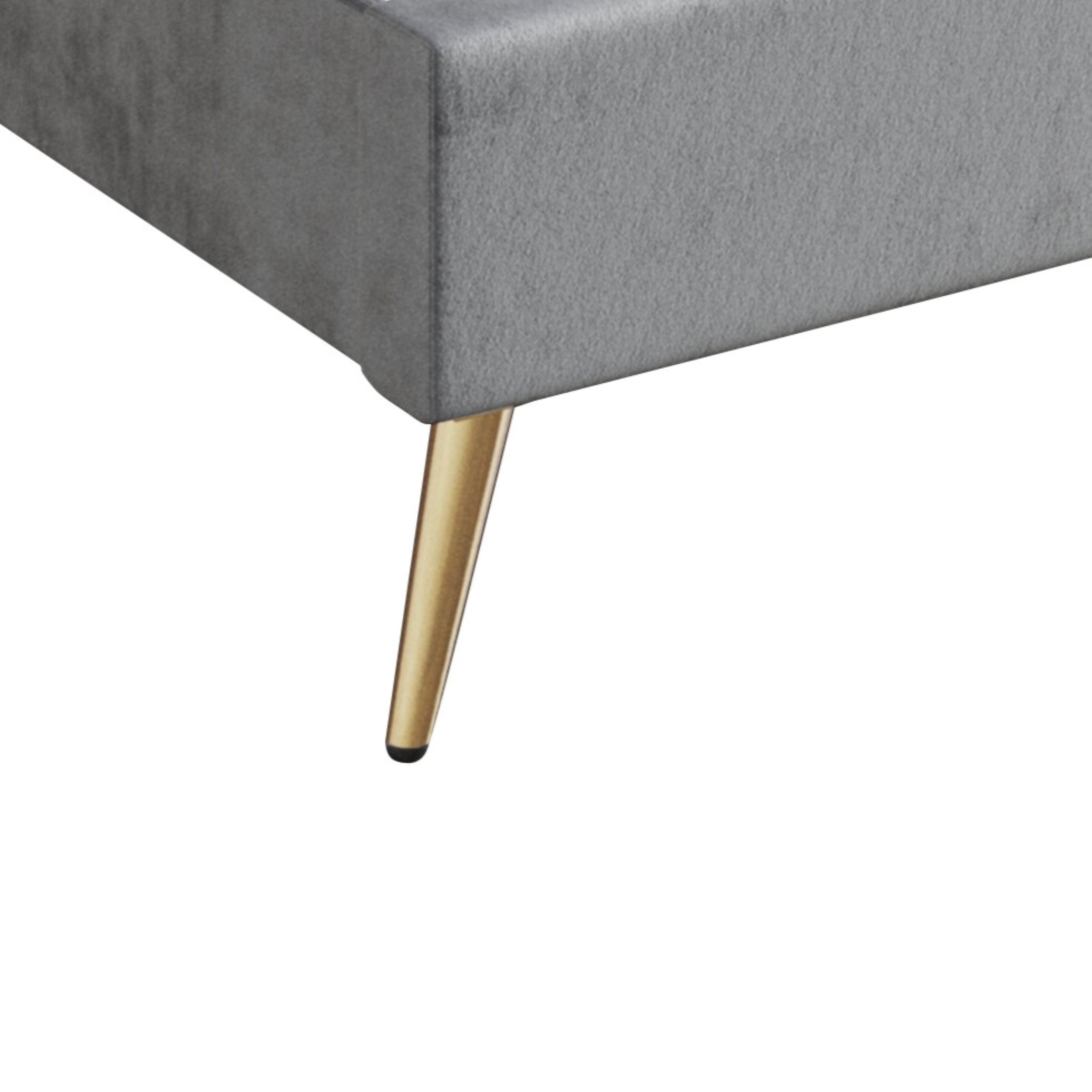 Home Design Homer Twin Diamond Tufted and Nailhead Trim Velvet Wingback Platform Bed Frame for Adult, Silver Gray, Easy Assembly