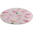 thumbnail image 4 of Flamingo Pattern Washable Round Rug -Circle Area Rugs for Nursery Bedroom, Vintage Non Slip Non Shedding Low Pile Carpet for Living Room Coffee Table Entryway, 4 of 6